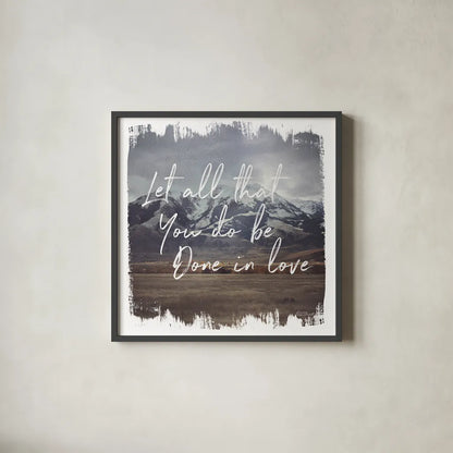 Wild Wishes IV Done in Love by Laura Marshall. Shown in a sleek black glass frame for a contemporary gallery look. Available as an archival giclee rolled canvas, fine art paper, or poster print. SKU 35164a.