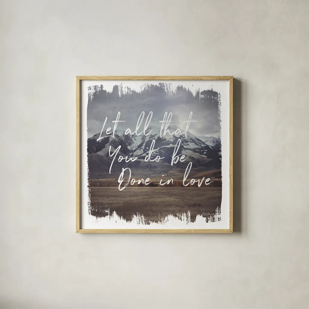 Wild Wishes IV Done in Love by Laura Marshall. Shown in a natural wood glass frame for a timeless modern aesthetic. Available as an archival giclee rolled canvas, fine art paper, or poster print. SKU 35164a.