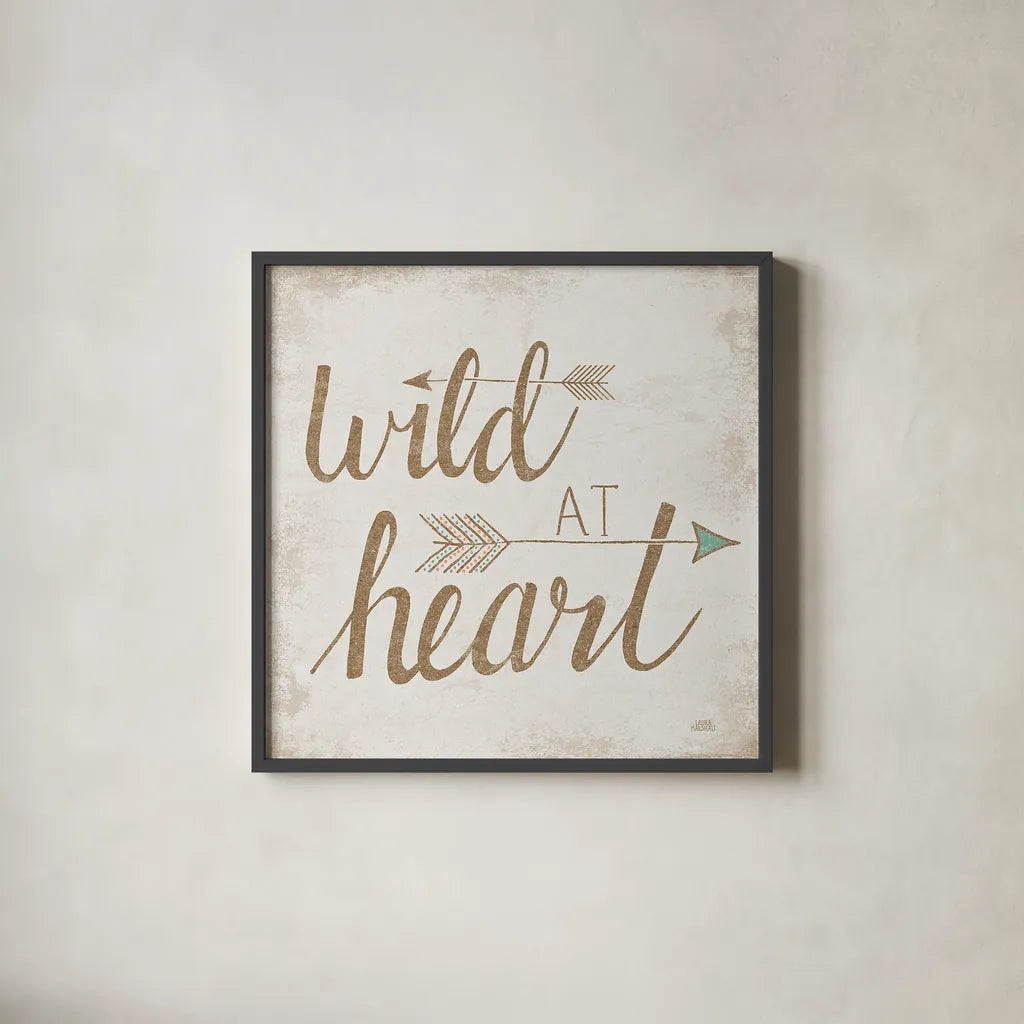 Wild at Heart Beige by Laura Marshall. Shown in a sleek black glass frame for a contemporary gallery look. Available as an archival giclee rolled canvas, fine art paper, or poster print. SKU 35062a.