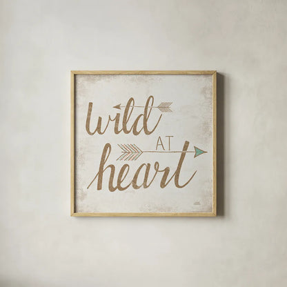Wild at Heart Beige by Laura Marshall. Shown in a natural wood glass frame for a timeless modern aesthetic. Available as an archival giclee rolled canvas, fine art paper, or poster print. SKU 35062a.