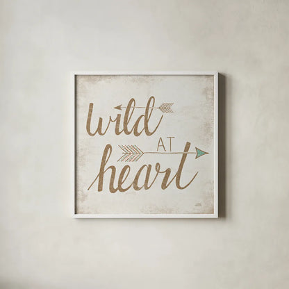 Wild at Heart Beige by Laura Marshall. Shown in a crisp white glass frame for a clean and minimalist style. Available as an archival giclee rolled canvas, fine art paper, or poster print. SKU 35062a.