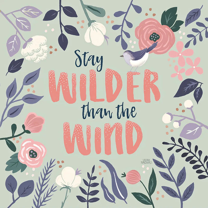 Wildflower Daydreams I Bird by Laura Marshall. SKU 64010a. Archival Giclee Fine art print for wall decor.