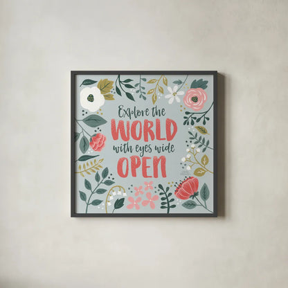 Wildflower Daydreams II by Laura Marshall. Shown in a sleek black glass frame for a contemporary gallery look. Available as an archival giclee rolled canvas, fine art paper, or poster print. SKU 34688a.