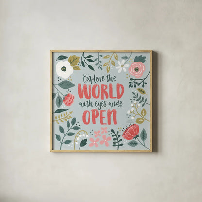 Wildflower Daydreams II by Laura Marshall. Shown in a natural wood glass frame for a timeless modern aesthetic. Available as an archival giclee rolled canvas, fine art paper, or poster print. SKU 34688a.