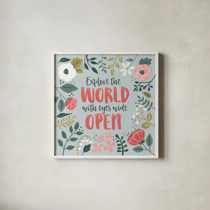 Wildflower Daydreams II by Laura Marshall. Shown in a crisp white glass frame for a clean and minimalist style. Available as an archival giclee rolled canvas, fine art paper, or poster print. SKU 34688a.