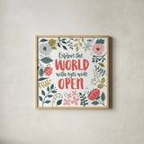 Wildflower Daydreams II on White by Laura Marshall. Shown in a natural wood glass frame for a timeless modern aesthetic. Available as an archival giclee rolled canvas, fine art paper, or poster print. SKU 34914a.
