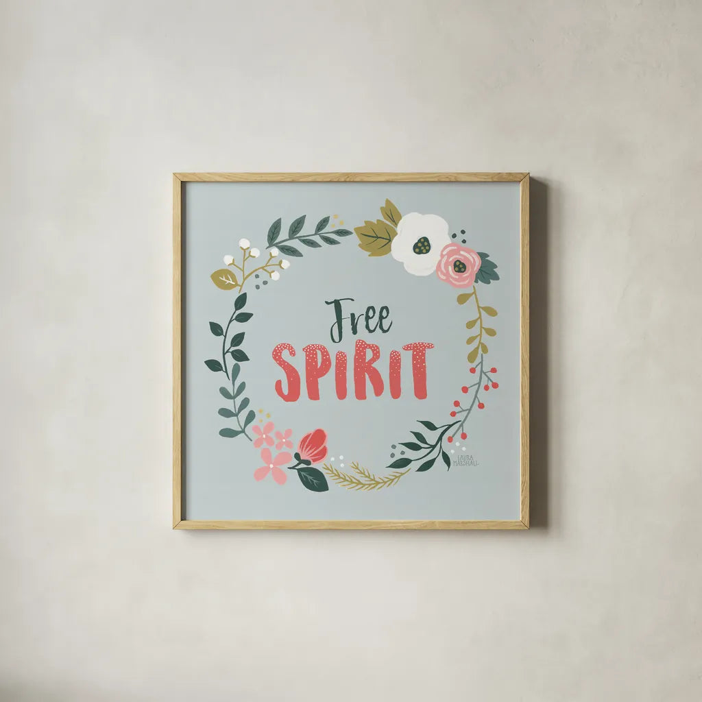 Wildflower Daydreams III by Laura Marshall. Shown in a natural wood glass frame for a timeless modern aesthetic. Available as an archival giclee rolled canvas, fine art paper, or poster print. SKU 34689a.