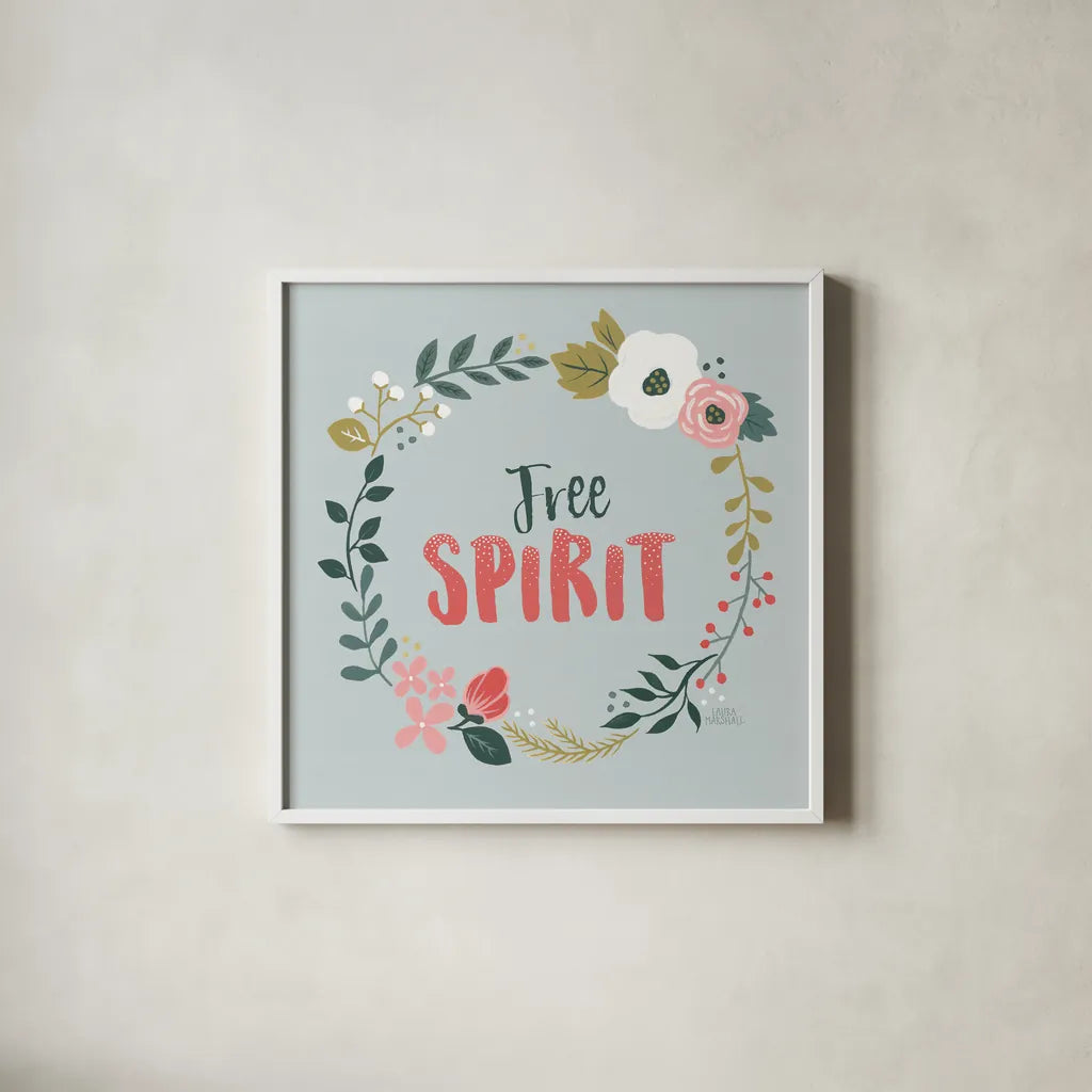 Wildflower Daydreams III by Laura Marshall. Shown in a crisp white glass frame for a clean and minimalist style. Available as an archival giclee rolled canvas, fine art paper, or poster print. SKU 34689a.