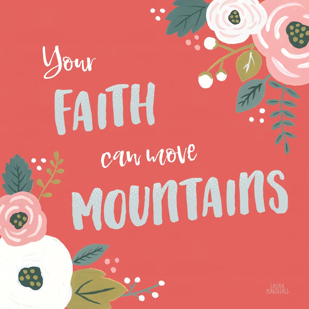 Wildflower Daydreams V Move Mountains Red by Laura Marshall. SKU 35506a. Archival Giclee Fine art print for wall decor.