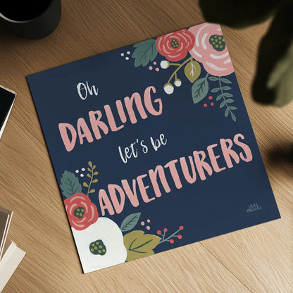 Wildflower Daydreams V Navy by Laura Marshall. Shown as a detailed flat fine art print, highlighting archival giclee quality. Available as an archival giclee rolled canvas, fine art paper, or poster print. SKU 35997a.