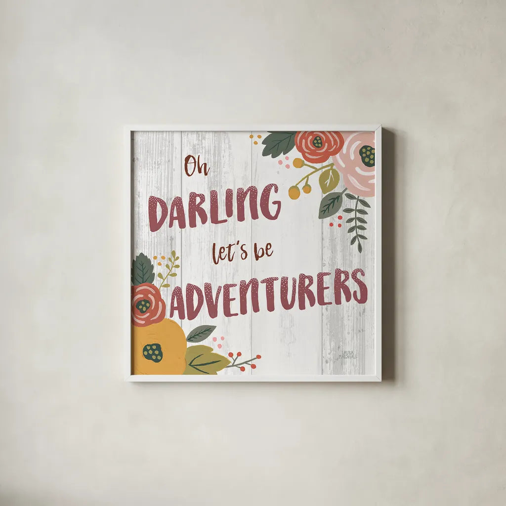 Wildflower Daydreams V Spice on Shiplap by Laura Marshall. Shown in a crisp white glass frame for a clean and minimalist style. Available as an archival giclee rolled canvas, fine art paper, or poster print. SKU 34915a.