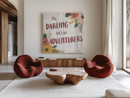 Wildflower Daydreams V Spice on Shiplap by Laura Marshall. Shown as extra-large giant wall art in a modern living room. Available as an archival giclee rolled canvas, fine art paper, or poster print. SKU 34915a.