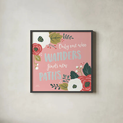 Wildflower Daydreams VI by Laura Marshall. Shown in a sleek black glass frame for a contemporary gallery look. Available as an archival giclee rolled canvas, fine art paper, or poster print. SKU 34692a.