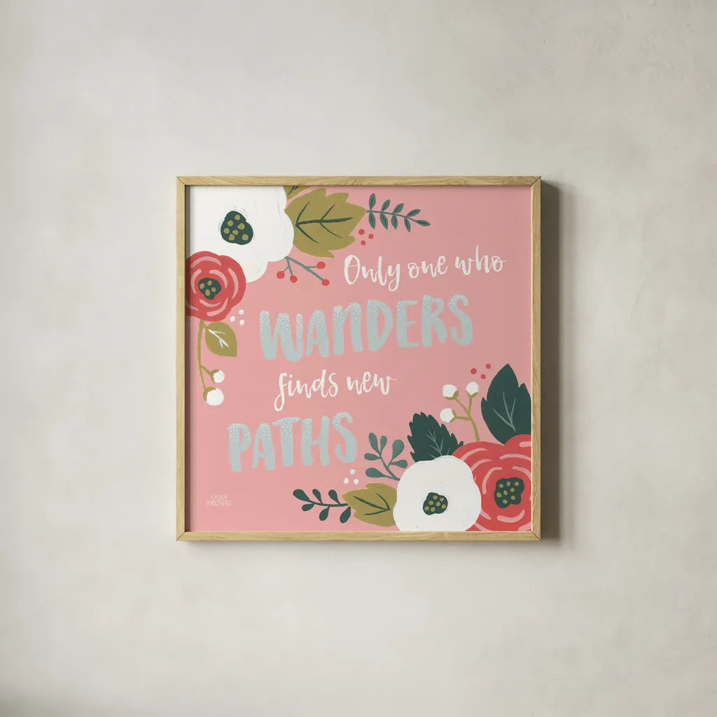 Wildflower Daydreams VI by Laura Marshall. Shown in a natural wood glass frame for a timeless modern aesthetic. Available as an archival giclee rolled canvas, fine art paper, or poster print. SKU 34692a.