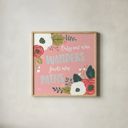 Wildflower Daydreams VI by Laura Marshall. Shown in a natural wood glass frame for a timeless modern aesthetic. Available as an archival giclee rolled canvas, fine art paper, or poster print. SKU 34692a.