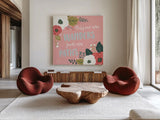 Wildflower Daydreams VI by Laura Marshall. Shown as extra-large giant wall art in a modern living room. Available as an archival giclee rolled canvas, fine art paper, or poster print. SKU 34692a.