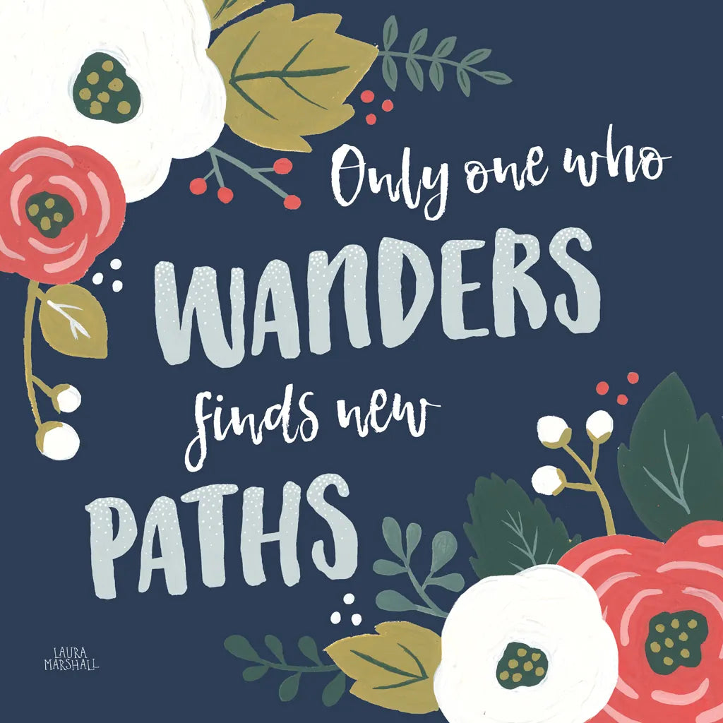 Wildflower Daydreams VI Navy by Laura Marshall. SKU 35998a. Archival Giclee Fine art print for wall decor.