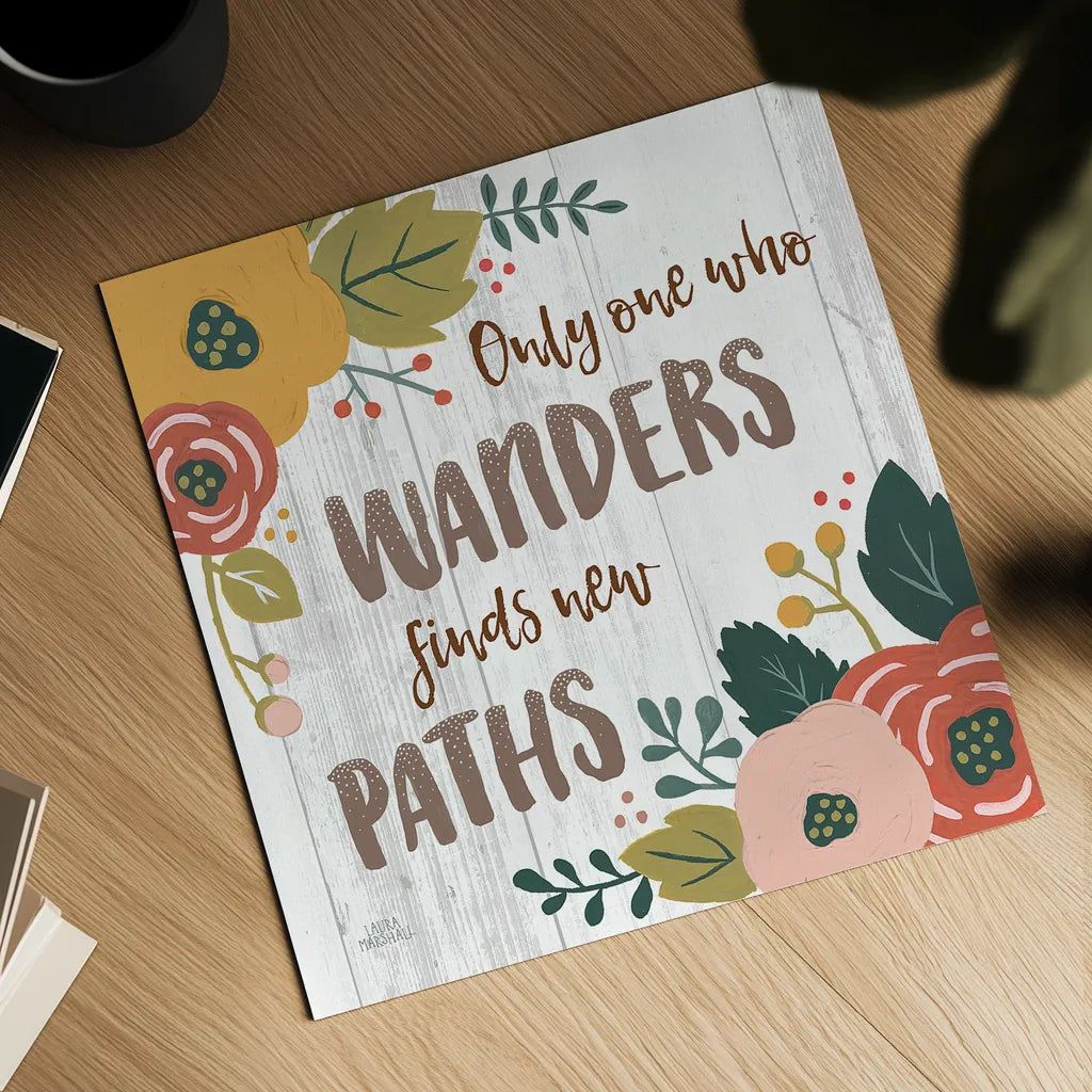 Wildflower Daydreams VI Spice on Shiplap by Laura Marshall. Shown as a detailed flat fine art print, highlighting archival giclee quality. Available as an archival giclee rolled canvas, fine art paper, or poster print. SKU 34916a.