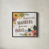 Wildflower Daydreams VI Spice on Shiplap by Laura Marshall. Shown in a sleek black glass frame for a contemporary gallery look. Available as an archival giclee rolled canvas, fine art paper, or poster print. SKU 34916a.