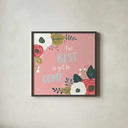 Wildflower Daydreams VI The Best by Laura Marshall. Shown in a sleek black glass frame for a contemporary gallery look. Available as an archival giclee rolled canvas, fine art paper, or poster print. SKU 35170a.