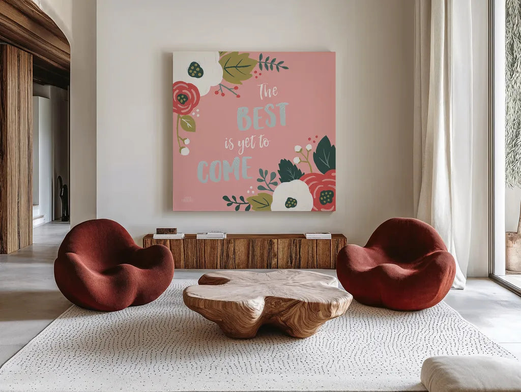 Wildflower Daydreams VI The Best by Laura Marshall. Shown as extra-large giant wall art in a modern living room. Available as an archival giclee rolled canvas, fine art paper, or poster print. SKU 35170a.