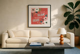 Wildflower Daydreams VII by Laura Marshall. Displayed in a glass frame with matte in a clean modern living room. Available as an archival giclee rolled canvas, fine art paper, or poster print. SKU 34693a.