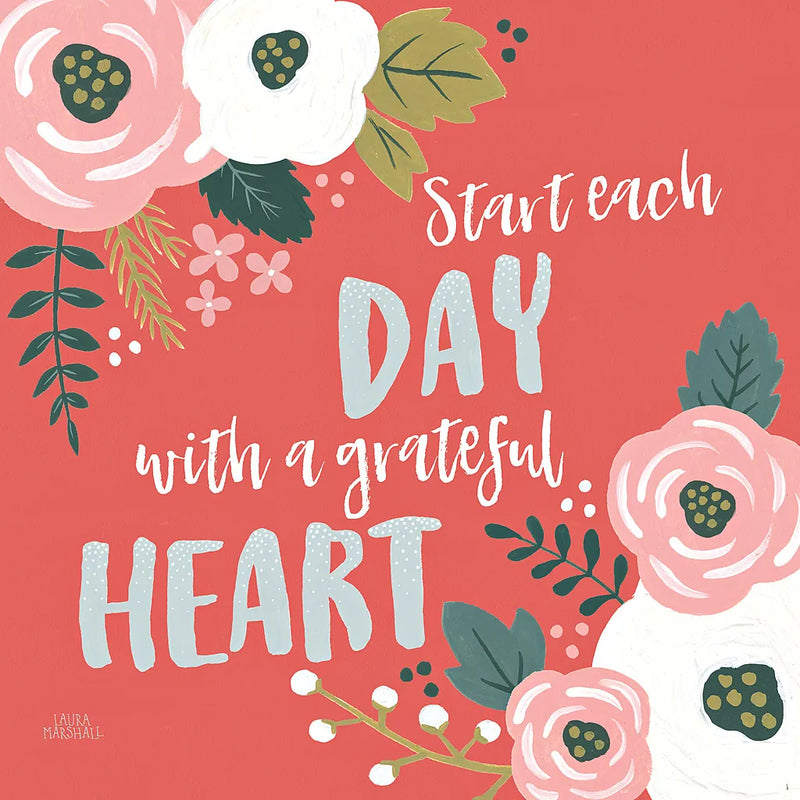 Wildflower Daydreams VII Grateful Heart by Laura Marshall. SKU 35171a. Archival Giclee Fine art print for wall decor.