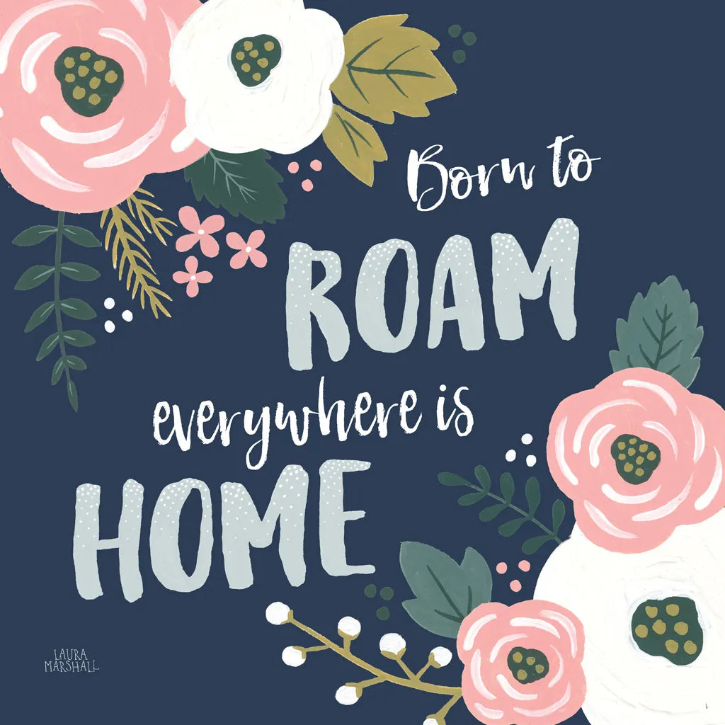 Wildflower Daydreams VII Navy by Laura Marshall. SKU 35999a. Archival Giclee Fine art print for wall decor.