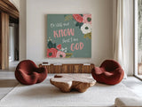 Wildflower Daydreams VIII Be Still by Laura Marshall. Shown as extra-large giant wall art in a modern living room. Available as an archival giclee rolled canvas, fine art paper, or poster print. SKU 35172a.