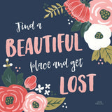 Wildflower Daydreams VIII Navy by Laura Marshall. SKU 36000a. Archival Giclee Fine art print for wall decor.