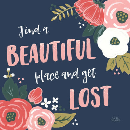 Wildflower Daydreams VIII Navy by Laura Marshall. SKU 36000a. Archival Giclee Fine art print for wall decor.