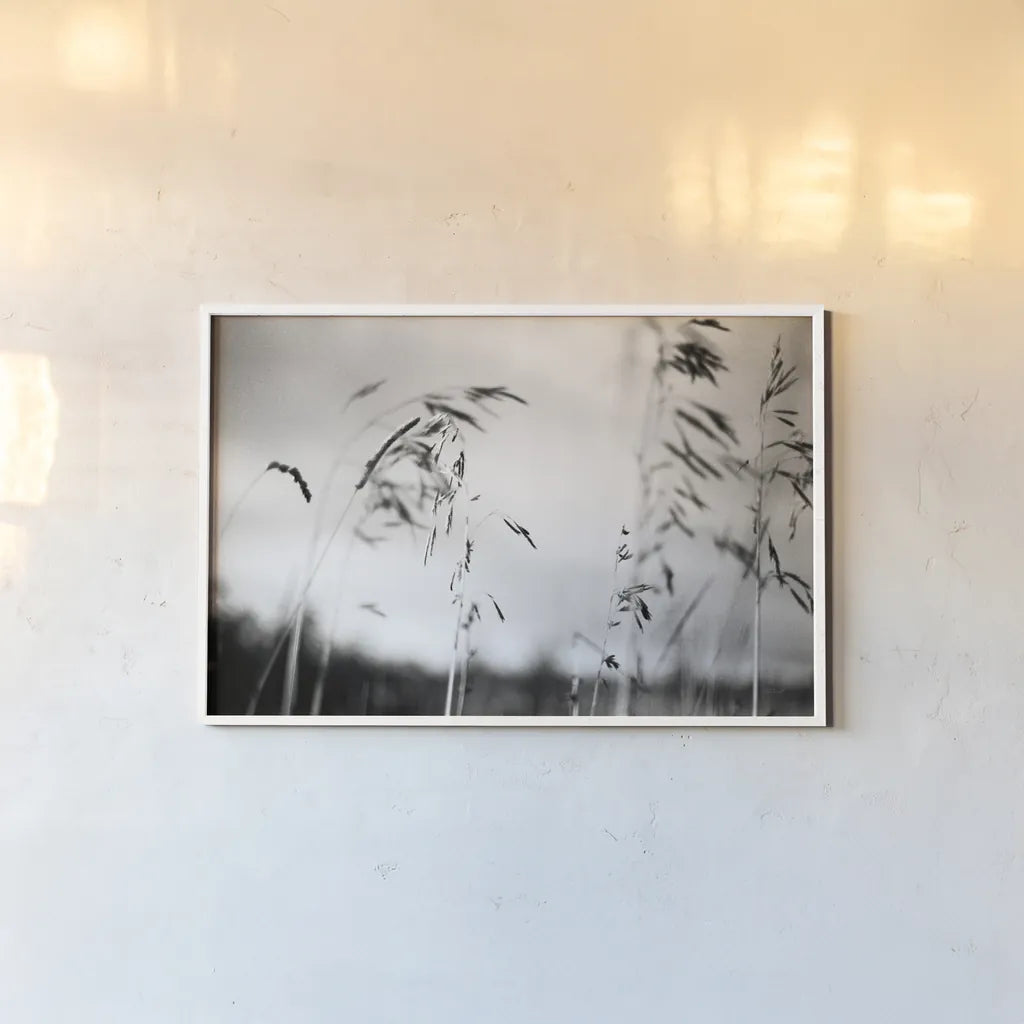 Windy Wheat Fields I by Laura Marshall. shown as a paper print in a white frame. Available as a archival giclee rolled canvas, fine art paper, or poster print. SKU 18265i.