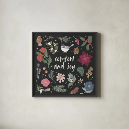 Winter Spirit II Dark by Laura Marshall. Shown in a sleek black glass frame for a contemporary gallery look. Available as an archival giclee rolled canvas, fine art paper, or poster print. SKU 70802a.