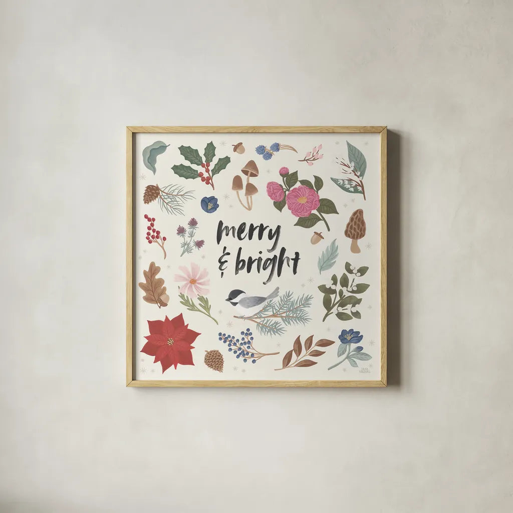 Winter Spirit III by Laura Marshall. Shown in a natural wood glass frame for a timeless modern aesthetic. Available as an archival giclee rolled canvas, fine art paper, or poster print. SKU 70793a.