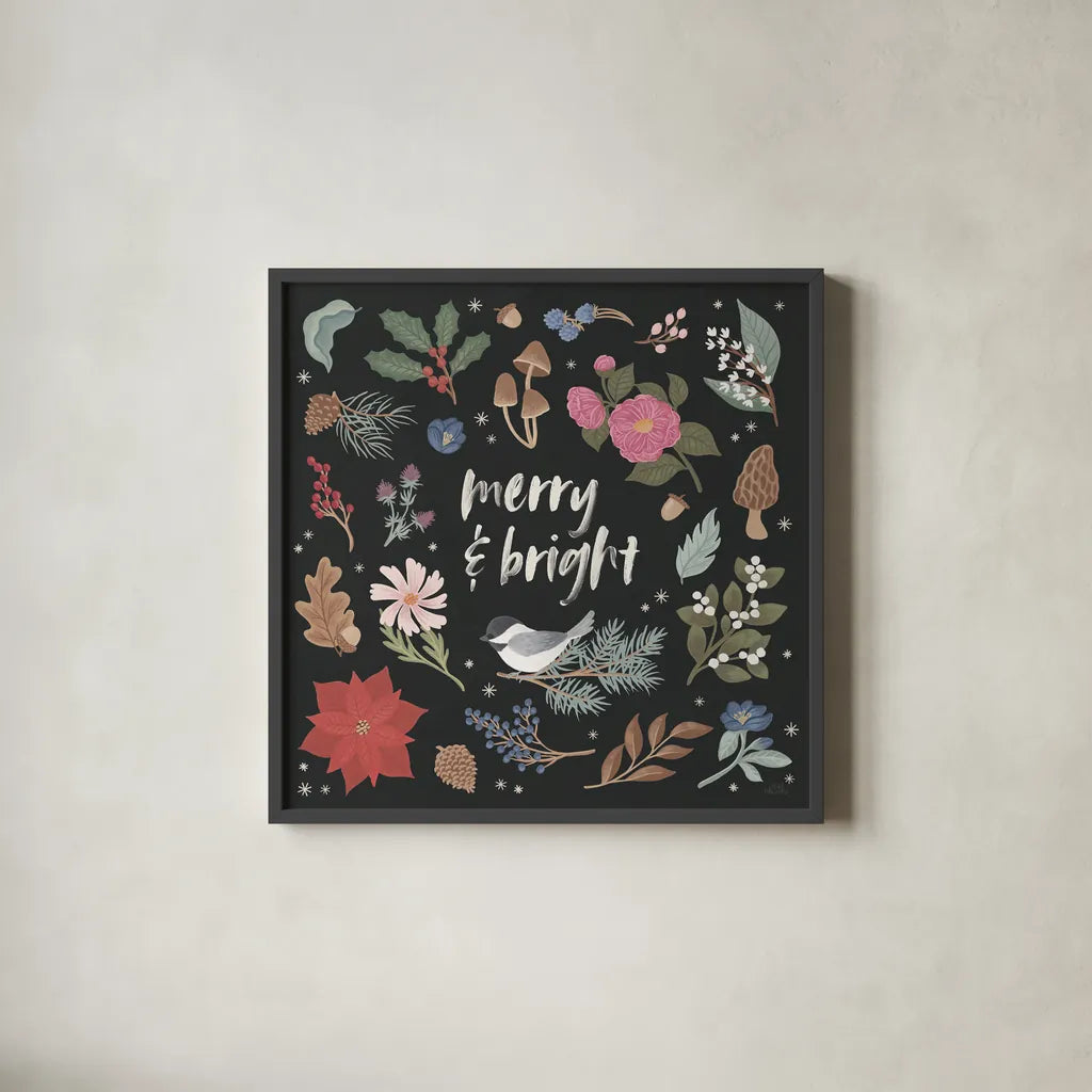 Winter Spirit III Dark by Laura Marshall. Shown in a sleek black glass frame for a contemporary gallery look. Available as an archival giclee rolled canvas, fine art paper, or poster print. SKU 70803a.