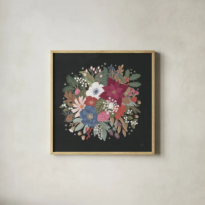 Winter Spirit IX by Laura Marshall. Shown in a natural wood glass frame for a timeless modern aesthetic. Available as an archival giclee rolled canvas, fine art paper, or poster print. SKU 70799a.