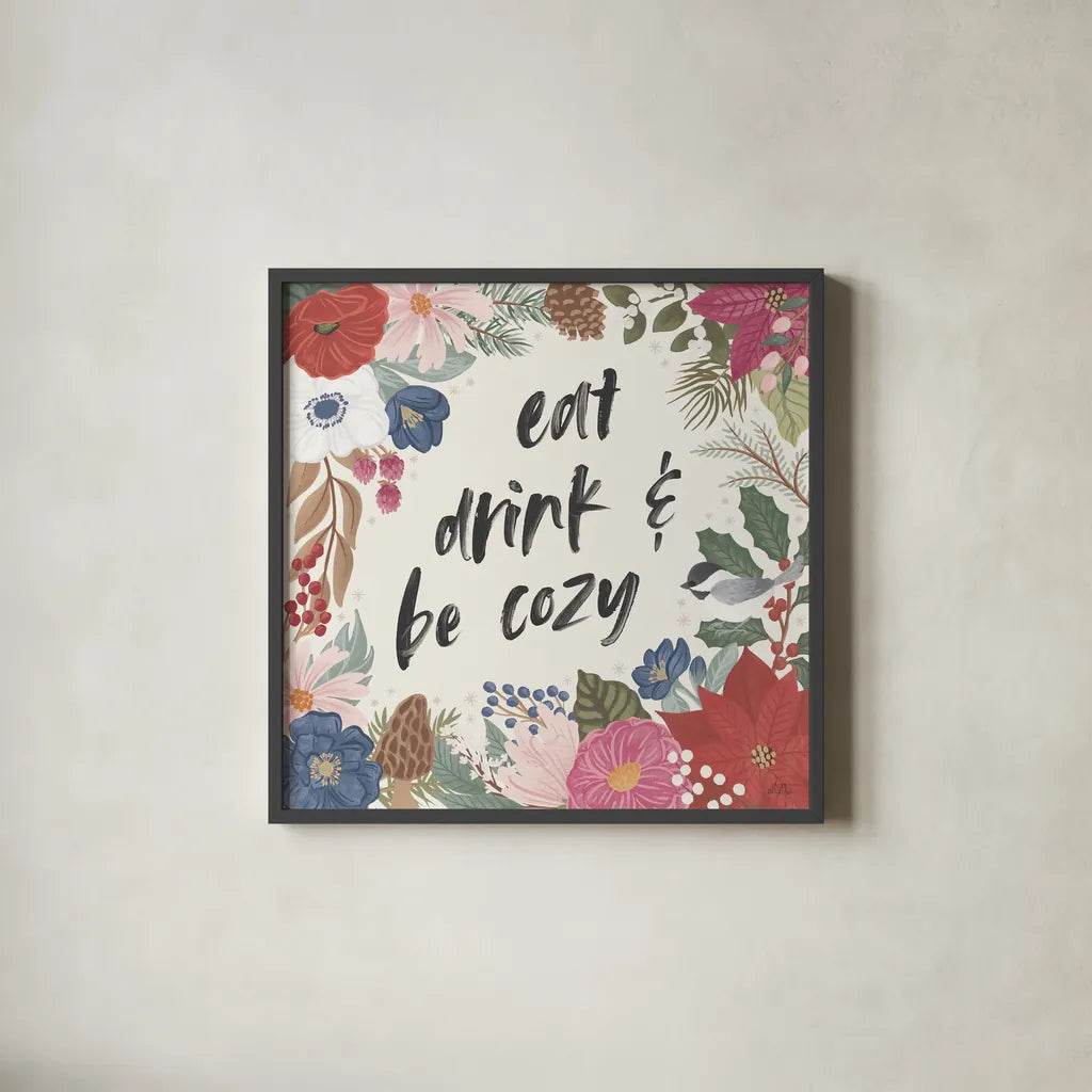 Winter Spirit V by Laura Marshall. Shown in a sleek black glass frame for a contemporary gallery look. Available as an archival giclee rolled canvas, fine art paper, or poster print. SKU 70795a.