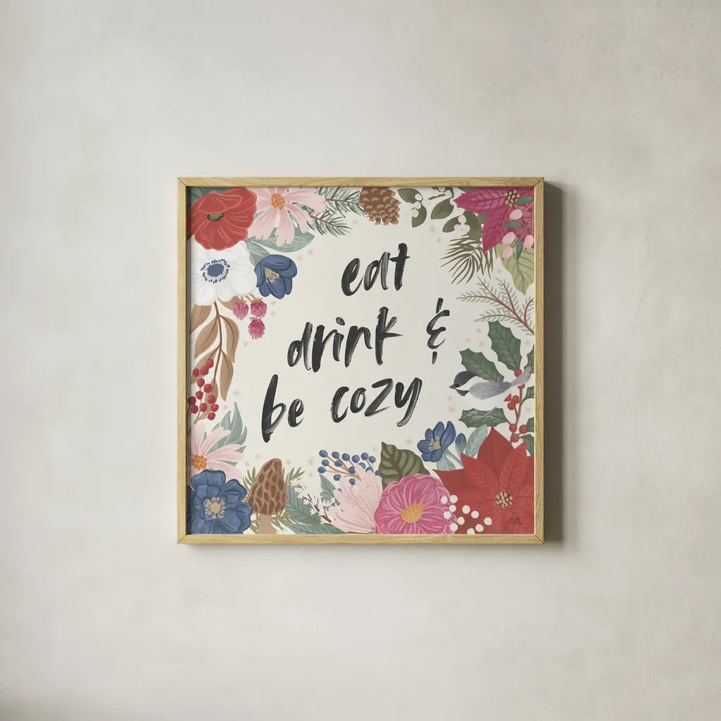 Winter Spirit V by Laura Marshall. Shown in a natural wood glass frame for a timeless modern aesthetic. Available as an archival giclee rolled canvas, fine art paper, or poster print. SKU 70795a.