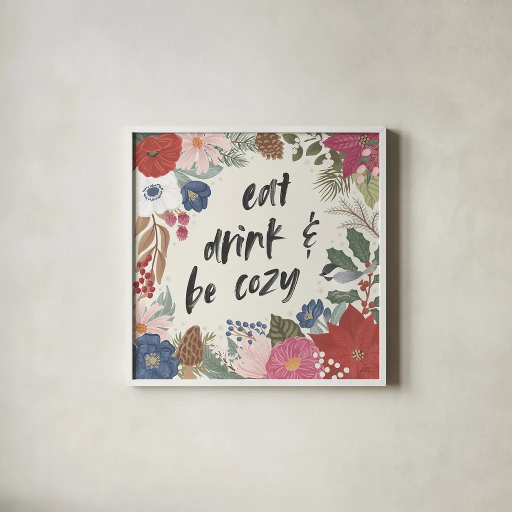 Winter Spirit V by Laura Marshall. Shown in a crisp white glass frame for a clean and minimalist style. Available as an archival giclee rolled canvas, fine art paper, or poster print. SKU 70795a.