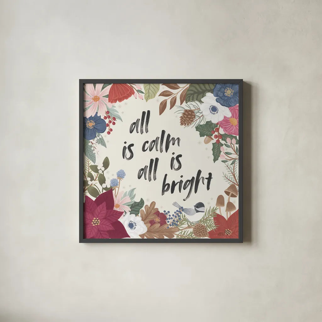 Winter Spirit VI by Laura Marshall. Shown in a sleek black glass frame for a contemporary gallery look. Available as an archival giclee rolled canvas, fine art paper, or poster print. SKU 70796a.