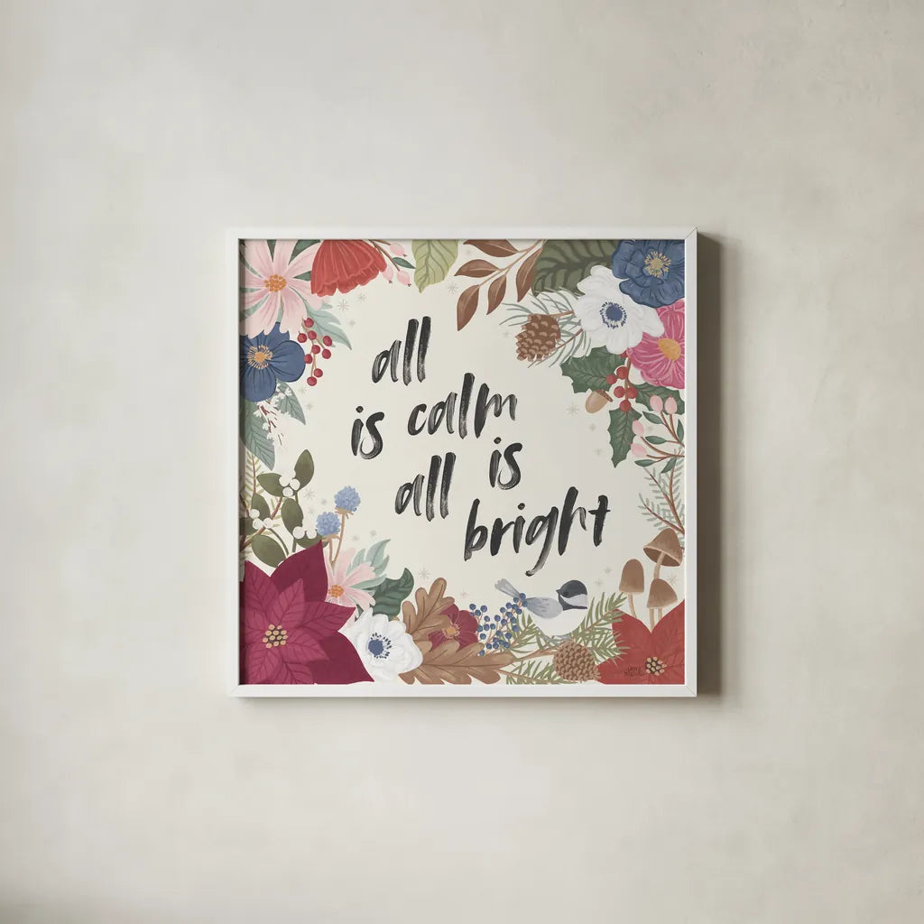 Winter Spirit VI by Laura Marshall. Shown in a crisp white glass frame for a clean and minimalist style. Available as an archival giclee rolled canvas, fine art paper, or poster print. SKU 70796a.