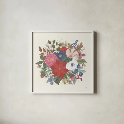 Winter Spirit X by Laura Marshall. Shown in a crisp white glass frame for a clean and minimalist style. Available as an archival giclee rolled canvas, fine art paper, or poster print. SKU 70800a.