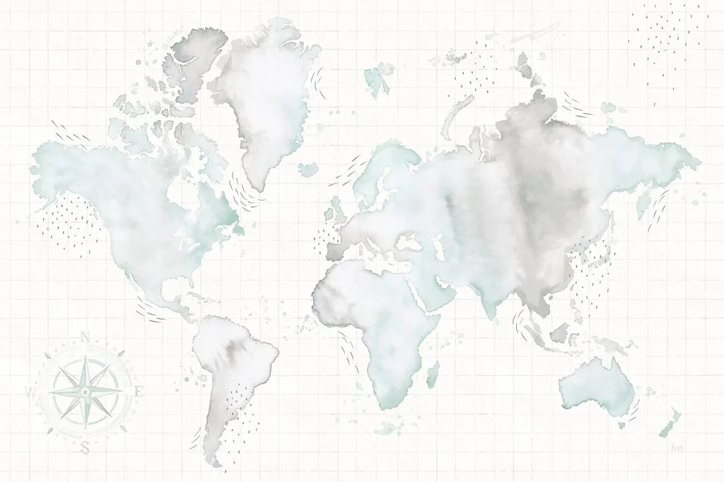 Wonderful World I Mint by Laura Marshall. SKU 37292i. Archival Giclee Fine art print for wall decor.