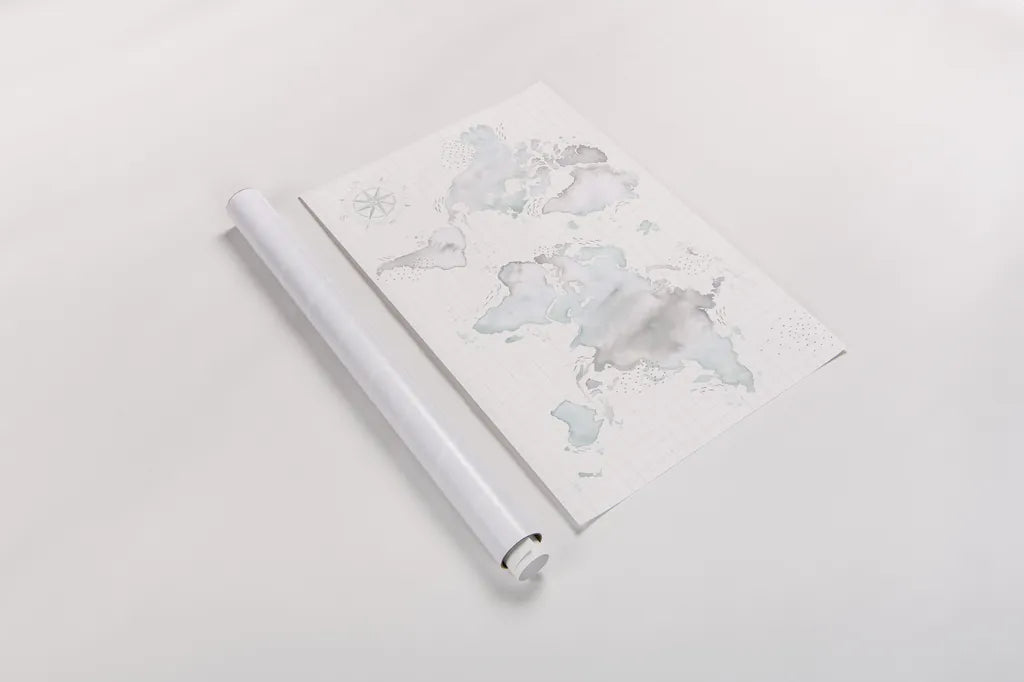 Wonderful World I Mint by Laura Marshall. shown as a rolled paper print. Available as archival giclee rolled canvas, fine art paper, or poster print. SKU 37292i.