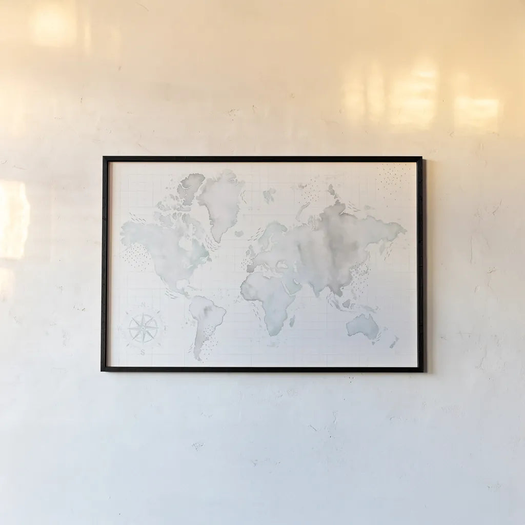 Wonderful World I Mint by Laura Marshall. shown as a paper print in a black flame. Available as a archival giclee rolled canvas, fine art paper, or poster print. SKU 37292i.