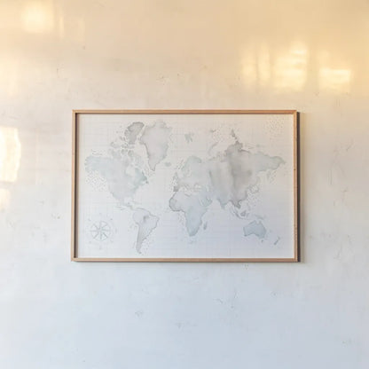 Wonderful World I Mint by Laura Marshall. shown as a paper print in a natural frame. Available as a archival giclee rolled canvas, fine art paper, or poster print. SKU 37292i.