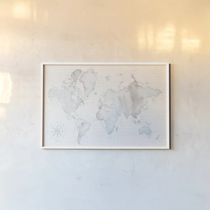 Wonderful World I Mint by Laura Marshall. shown as a paper print in a white frame. Available as a archival giclee rolled canvas, fine art paper, or poster print. SKU 37292i.