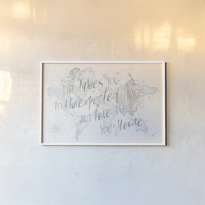 Wonderful World I Mint Unexpected Places by Laura Marshall. shown as a paper print in a white frame. Available as a archival giclee rolled canvas, fine art paper, or poster print. SKU 38482i.