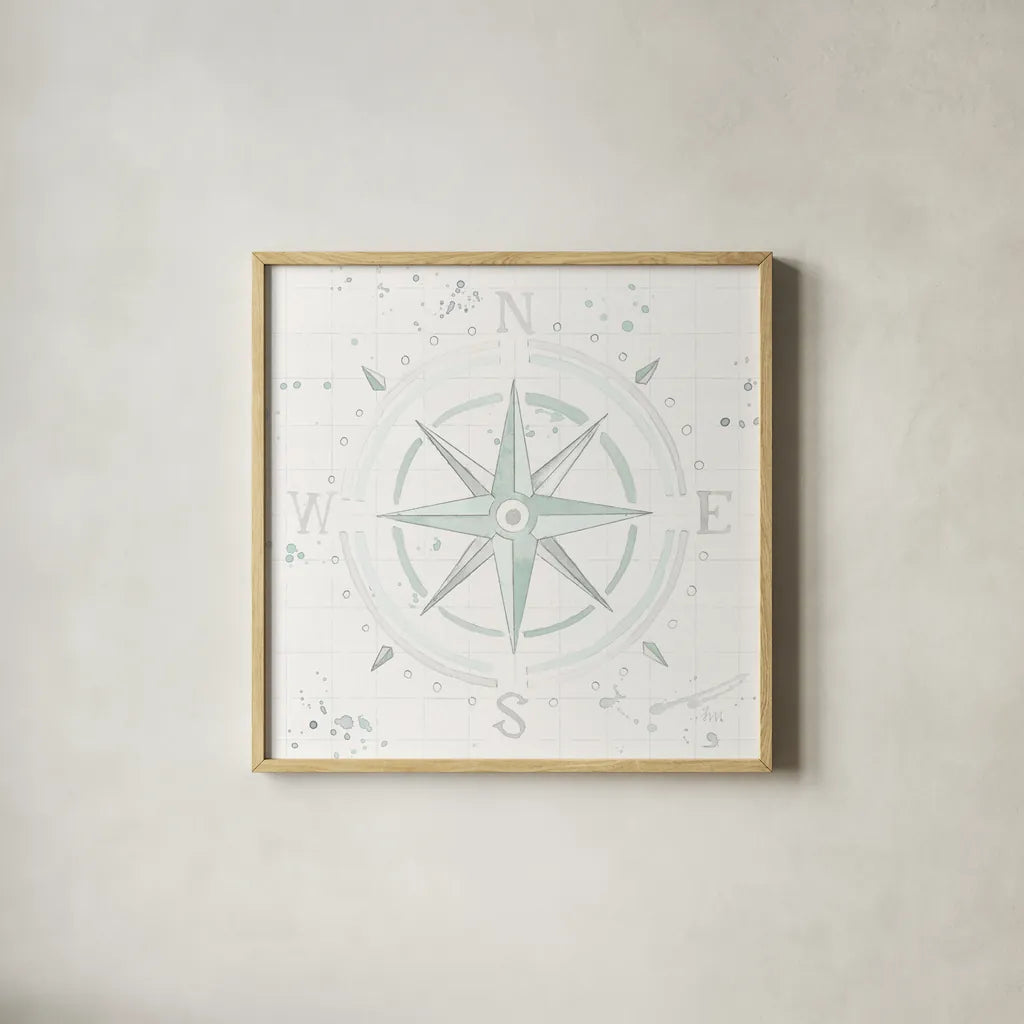 Wonderful World II Mint by Laura Marshall. Shown in a natural wood glass frame for a timeless modern aesthetic. Available as an archival giclee rolled canvas, fine art paper, or poster print. SKU 37293a.