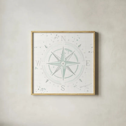 Wonderful World II Mint by Laura Marshall. Shown in a natural wood glass frame for a timeless modern aesthetic. Available as an archival giclee rolled canvas, fine art paper, or poster print. SKU 37293a.